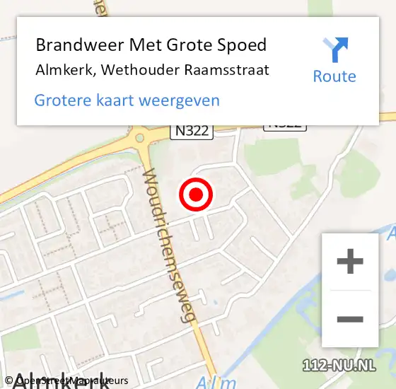 Locatie op kaart van de 112 melding: Brandweer Met Grote Spoed Naar Almkerk, Wethouder Raamsstraat op 31 maart 2022 23:49