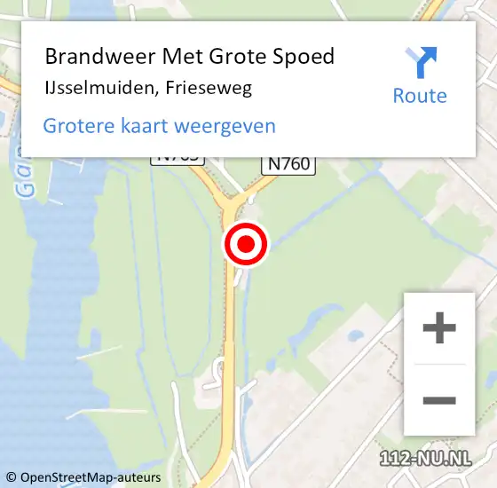 Locatie op kaart van de 112 melding: Brandweer Met Grote Spoed Naar IJsselmuiden, Frieseweg op 1 april 2022 02:26