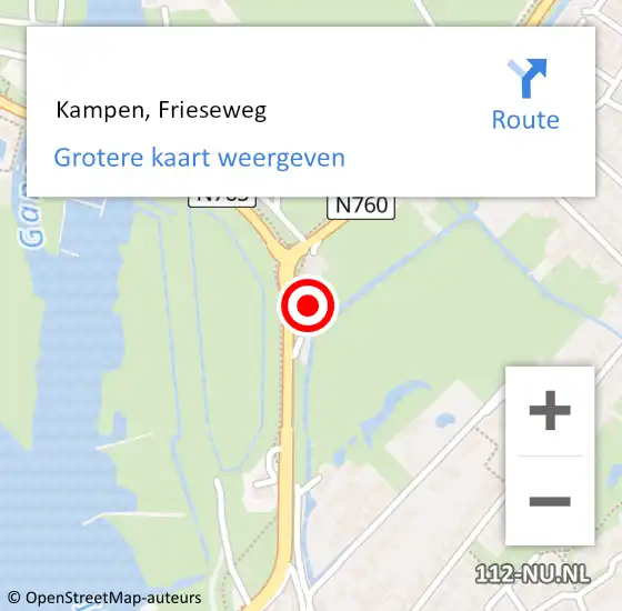 Locatie op kaart van de 112 melding:  Kampen, Frieseweg op 1 april 2022 03:45