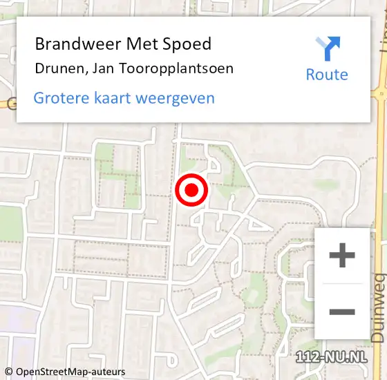 Locatie op kaart van de 112 melding: Brandweer Met Spoed Naar Drunen, Jan Tooropplantsoen op 1 april 2022 10:03