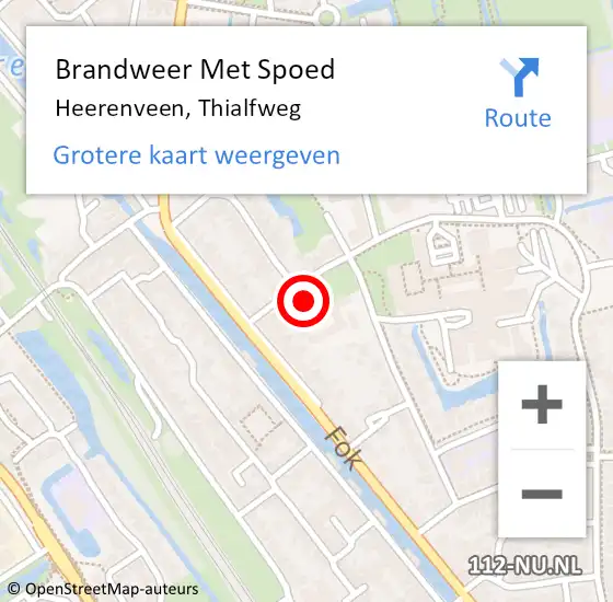 Locatie op kaart van de 112 melding: Brandweer Met Spoed Naar Heerenveen, Thialfweg op 1 april 2022 11:14