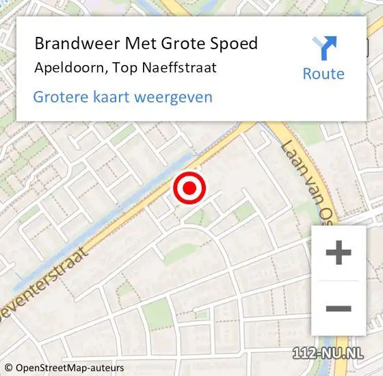 Locatie op kaart van de 112 melding: Brandweer Met Grote Spoed Naar Apeldoorn, Top Naeffstraat op 1 april 2022 12:07