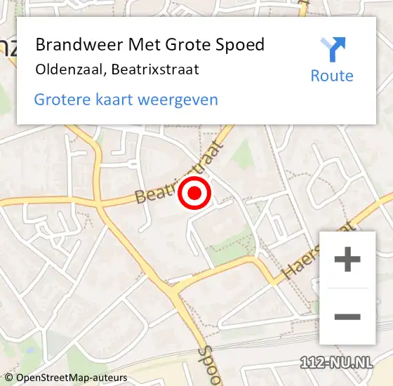 Locatie op kaart van de 112 melding: Brandweer Met Grote Spoed Naar Oldenzaal, Beatrixstraat op 1 april 2022 12:19