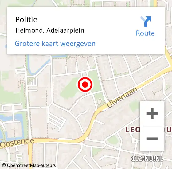 Locatie op kaart van de 112 melding: Politie Helmond, Adelaarplein op 1 april 2022 14:08