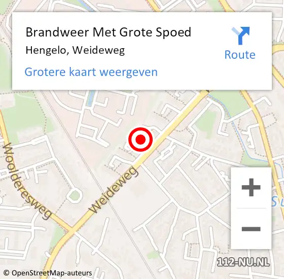 Locatie op kaart van de 112 melding: Brandweer Met Grote Spoed Naar Hengelo, Weideweg op 1 april 2022 14:52