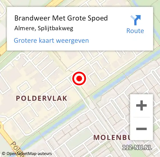 Locatie op kaart van de 112 melding: Brandweer Met Grote Spoed Naar Almere, Splijtbakweg op 1 april 2022 15:26