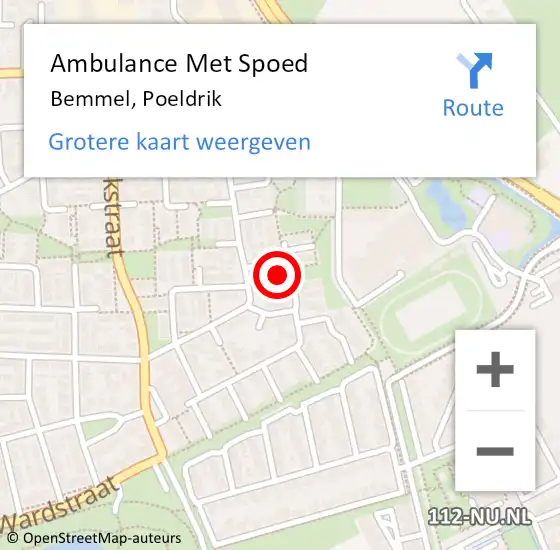 Locatie op kaart van de 112 melding: Ambulance Met Spoed Naar Bemmel, Poeldrik op 1 april 2022 16:38