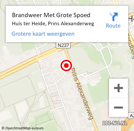 Locatie op kaart van de 112 melding: Brandweer Met Grote Spoed Naar Huis ter Heide, Prins Alexanderweg op 1 april 2022 18:57