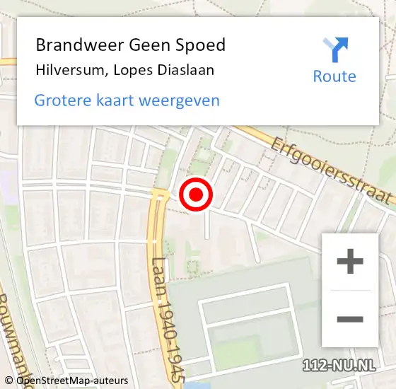 Locatie op kaart van de 112 melding: Brandweer Geen Spoed Naar Hilversum, Lopes Diaslaan op 1 april 2022 19:54