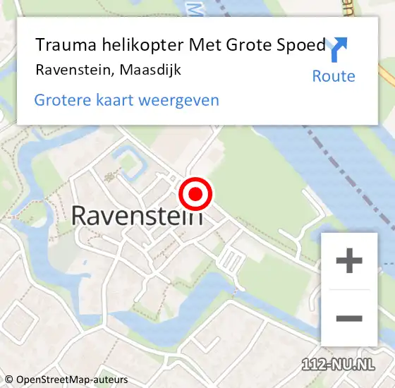 Locatie op kaart van de 112 melding: Trauma helikopter Met Grote Spoed Naar Ravenstein, Maasdijk op 1 april 2022 20:55