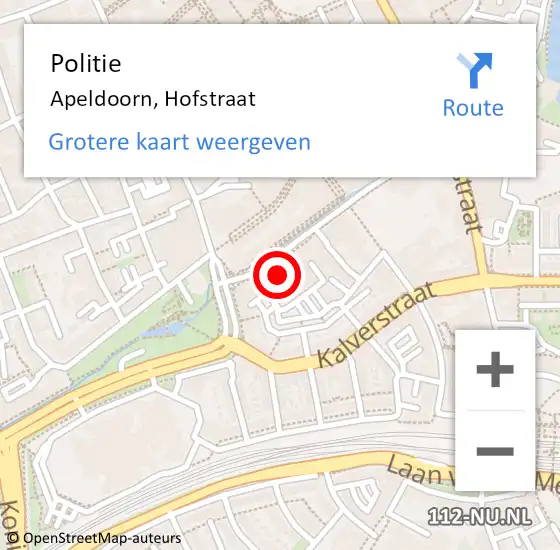 Locatie op kaart van de 112 melding: Politie Apeldoorn, Hofstraat op 1 april 2022 22:43