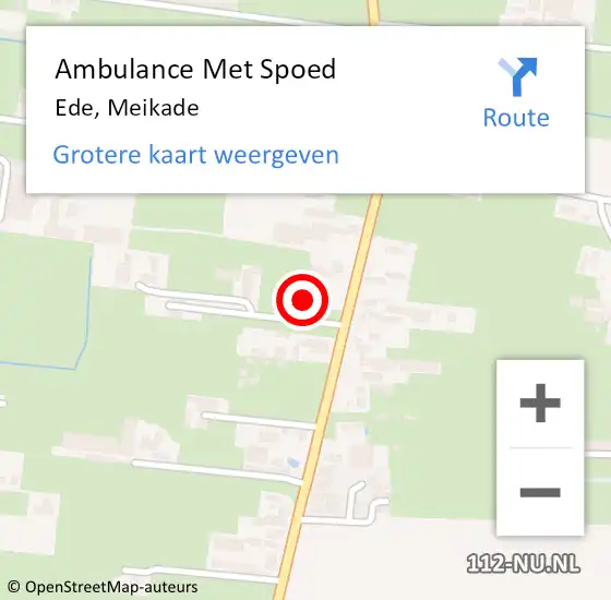 Locatie op kaart van de 112 melding: Ambulance Met Spoed Naar Ede, Meikade op 2 april 2022 00:28