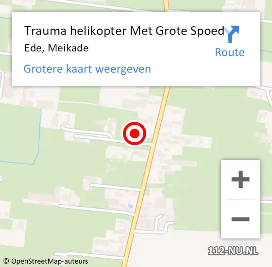 Locatie op kaart van de 112 melding: Trauma helikopter Met Grote Spoed Naar Ede, Meikade op 2 april 2022 00:30