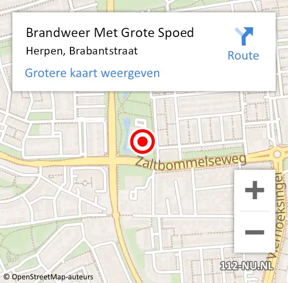 Locatie op kaart van de 112 melding: Brandweer Met Grote Spoed Naar Herpen, Brabantstraat op 2 april 2022 01:32