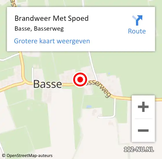 Locatie op kaart van de 112 melding: Brandweer Met Spoed Naar Basse, Basserweg op 2 april 2022 11:13