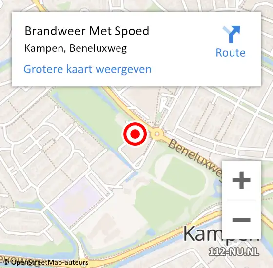 Locatie op kaart van de 112 melding: Brandweer Met Spoed Naar Kampen, Beneluxweg op 2 april 2022 12:01