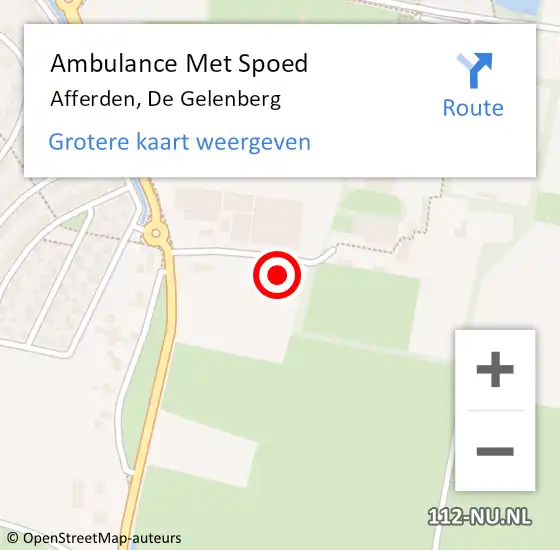 Locatie op kaart van de 112 melding: Ambulance Met Spoed Naar Afferden, De Gelenberg op 2 april 2022 14:44