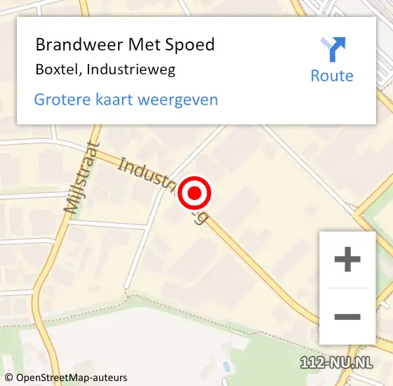 Locatie op kaart van de 112 melding: Brandweer Met Spoed Naar Boxtel, Industrieweg op 2 april 2022 15:27