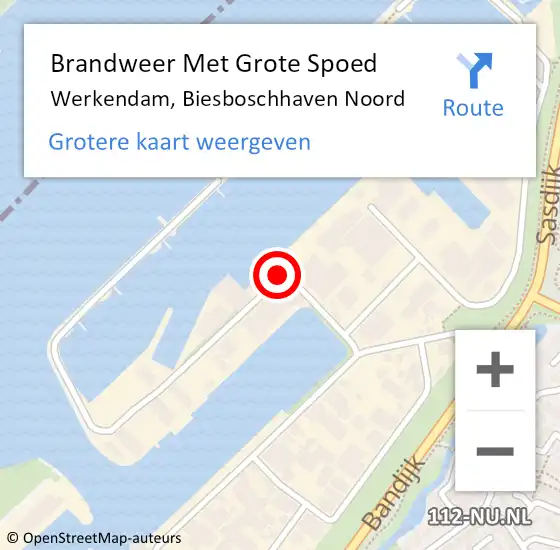 Locatie op kaart van de 112 melding: Brandweer Met Grote Spoed Naar Werkendam, Biesboschhaven Noord op 2 april 2022 17:44