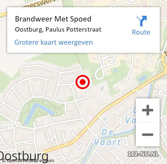 Locatie op kaart van de 112 melding: Brandweer Met Spoed Naar Oostburg, Paulus Potterstraat op 13 juli 2014 03:03