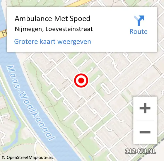 Locatie op kaart van de 112 melding: Ambulance Met Spoed Naar Nijmegen, Loevesteinstraat op 2 april 2022 23:40