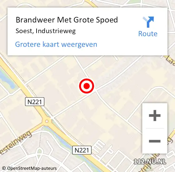 Locatie op kaart van de 112 melding: Brandweer Met Grote Spoed Naar Soest, Industrieweg op 3 april 2022 00:29