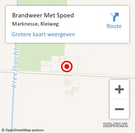 Locatie op kaart van de 112 melding: Brandweer Met Spoed Naar Marknesse, Kleiweg op 3 april 2022 01:32