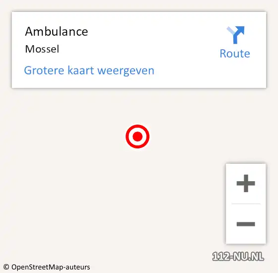Locatie op kaart van de 112 melding: Ambulance Mossel op 3 april 2022 02:08