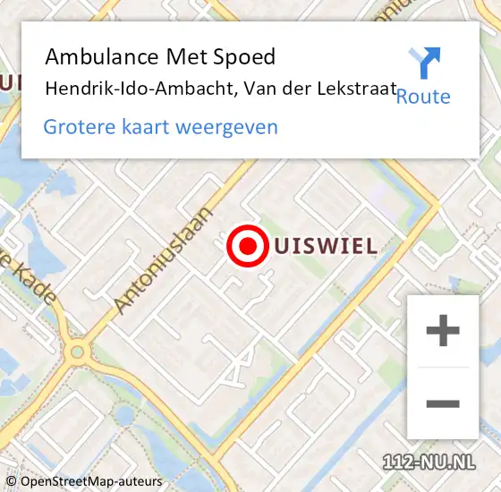 Locatie op kaart van de 112 melding: Ambulance Met Spoed Naar Hendrik-Ido-Ambacht, Van der Lekstraat op 3 april 2022 03:24