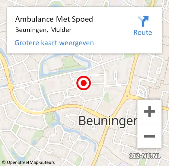 Locatie op kaart van de 112 melding: Ambulance Met Spoed Naar Beuningen, Mulder op 3 april 2022 05:03