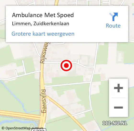 Locatie op kaart van de 112 melding: Ambulance Met Spoed Naar Limmen, Zuidkerkenlaan op 3 april 2022 05:14