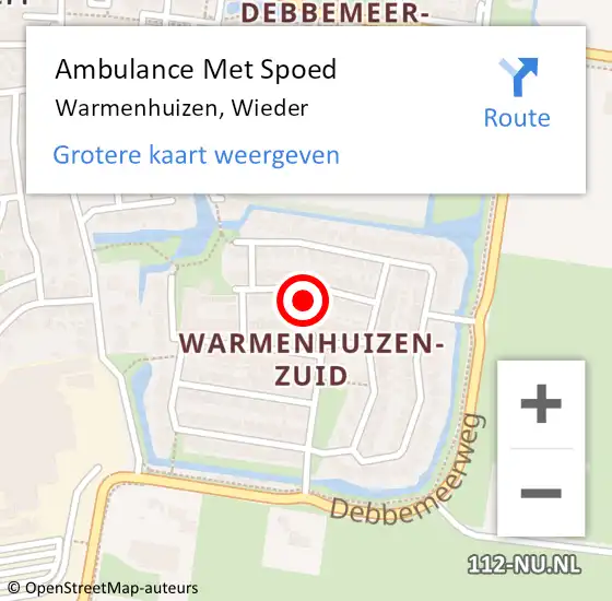 Locatie op kaart van de 112 melding: Ambulance Met Spoed Naar Warmenhuizen, Wieder op 3 april 2022 05:18