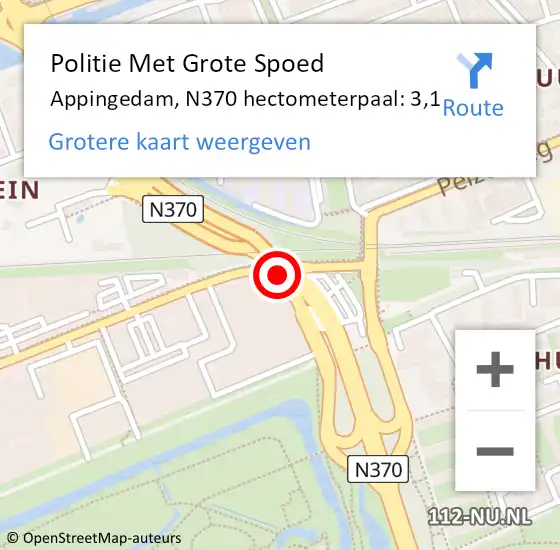 Locatie op kaart van de 112 melding: Politie Met Grote Spoed Naar Appingedam, N370 hectometerpaal: 3,1 op 3 april 2022 07:11