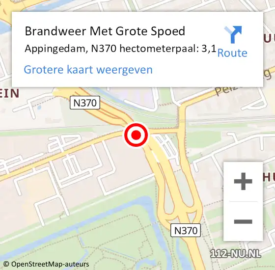 Locatie op kaart van de 112 melding: Brandweer Met Grote Spoed Naar Appingedam, N370 hectometerpaal: 3,1 op 3 april 2022 07:12