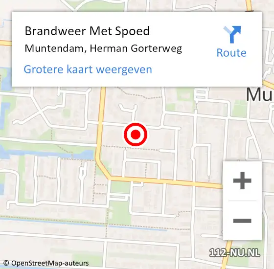 Locatie op kaart van de 112 melding: Brandweer Met Spoed Naar Muntendam, Herman Gorterweg op 3 april 2022 07:58