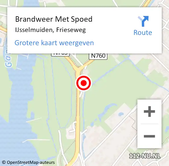 Locatie op kaart van de 112 melding: Brandweer Met Spoed Naar Kampen, Frieseweg op 3 april 2022 10:06