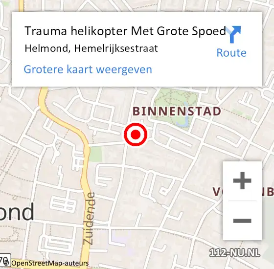 Locatie op kaart van de 112 melding: Trauma helikopter Met Grote Spoed Naar Helmond, Hemelrijksestraat op 3 april 2022 12:37