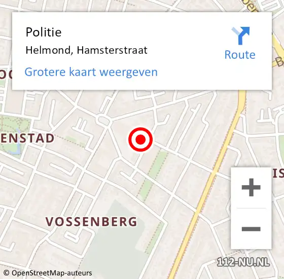 Locatie op kaart van de 112 melding: Politie Helmond, Hamsterstraat op 3 april 2022 17:41
