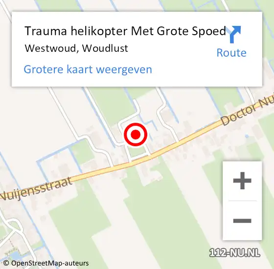 Locatie op kaart van de 112 melding: Trauma helikopter Met Grote Spoed Naar Westwoud, Woudlust op 3 april 2022 17:52