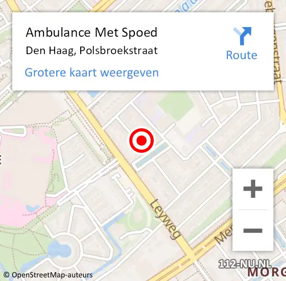 Locatie op kaart van de 112 melding: Ambulance Met Spoed Naar Den Haag, Polsbroekstraat op 3 april 2022 18:29