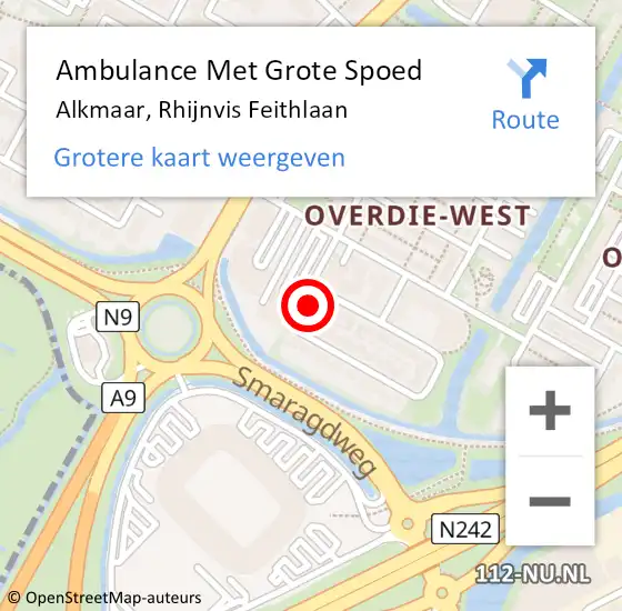 Locatie op kaart van de 112 melding: Ambulance Met Grote Spoed Naar Alkmaar, Rhijnvis Feithlaan op 3 april 2022 22:36