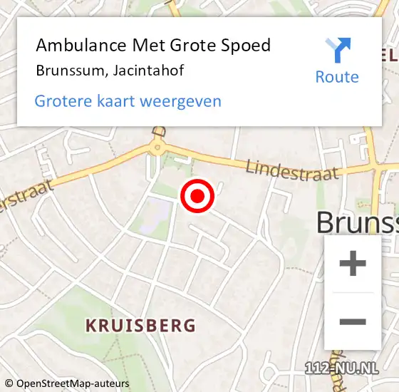 Locatie op kaart van de 112 melding: Ambulance Met Grote Spoed Naar Brunssum, Jacintahof op 13 juli 2014 08:29