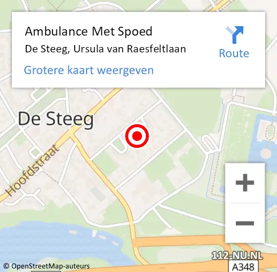 Locatie op kaart van de 112 melding: Ambulance Met Spoed Naar De Steeg, Ursula van Raesfeltlaan op 3 april 2022 23:53