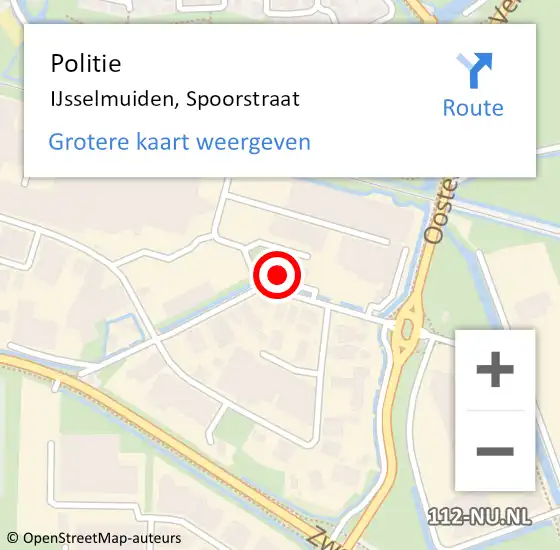 Locatie op kaart van de 112 melding: Politie IJsselmuiden, Spoorstraat op 4 april 2022 02:49