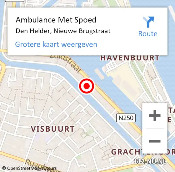 Locatie op kaart van de 112 melding: Ambulance Met Spoed Naar Den Helder, Nieuwe Brugstraat op 4 april 2022 07:07