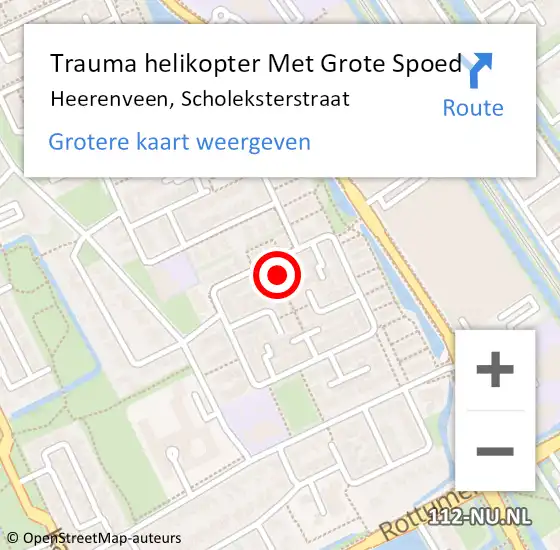 Locatie op kaart van de 112 melding: Trauma helikopter Met Grote Spoed Naar Heerenveen, Scholeksterstraat op 4 april 2022 08:08