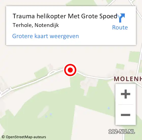 Locatie op kaart van de 112 melding: Trauma helikopter Met Grote Spoed Naar Terhole, Notendijk op 4 april 2022 08:46