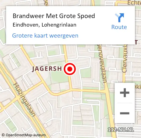 Locatie op kaart van de 112 melding: Brandweer Met Grote Spoed Naar Eindhoven, Lohengrinlaan op 4 april 2022 09:01