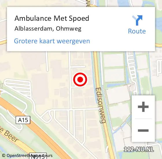 Locatie op kaart van de 112 melding: Ambulance Met Spoed Naar Alblasserdam, Ohmweg op 4 april 2022 09:26