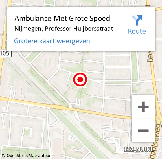 Locatie op kaart van de 112 melding: Ambulance Met Grote Spoed Naar Nijmegen, Professor Huijbersstraat op 4 april 2022 09:33